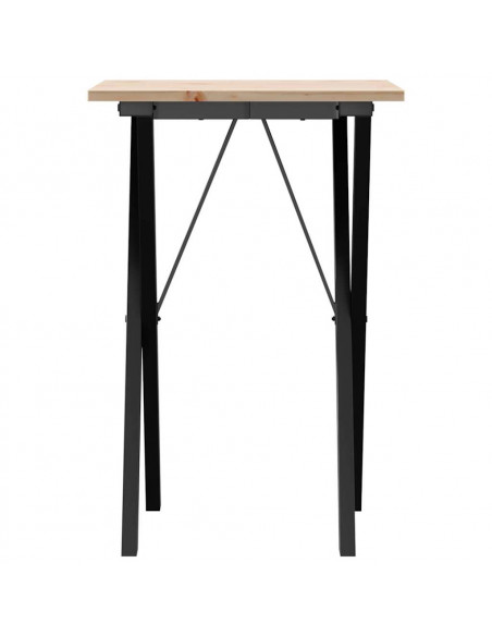 Tavolo da Pranzo Telaio a X 50x50x75 cm Massello Pino e Ghisa