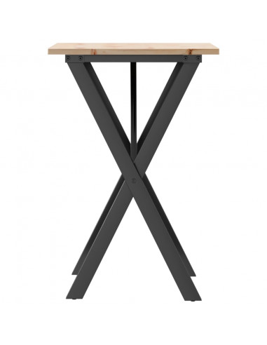 Tavolo da Pranzo Telaio a X 50x50x75 cm Legno Pino e Acciaio