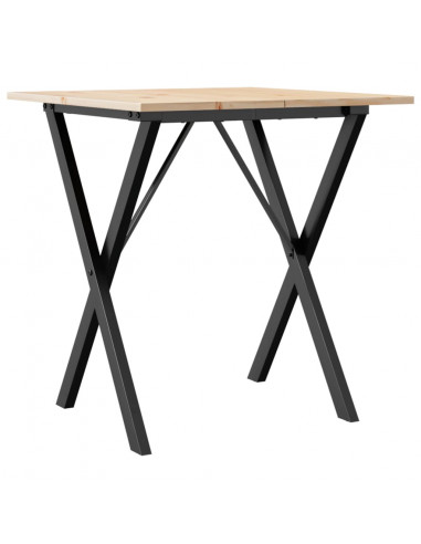 Tavolo da Pranzo Telaio a X 70x70x75 cm Massello Pino e Ghisa
