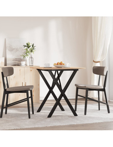 Tavolo da Pranzo Telaio a X 70x70x75 cm Massello Pino e Ghisa