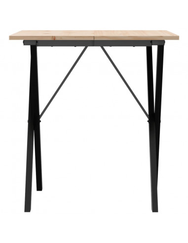 Tavolo da Pranzo Telaio a X 70x70x75 cm Massello Pino e Ghisa