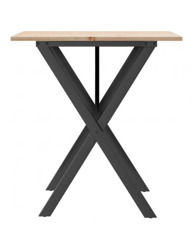 Tavolo da Pranzo Telaio a X 70x70x75 cm Massello Pino e Ghisa