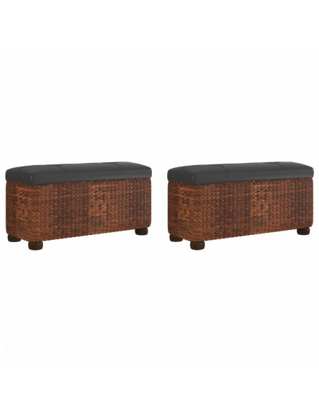 Panche Portaoggetti 2 pz con Cuscino Marrone 69 cm Tifa