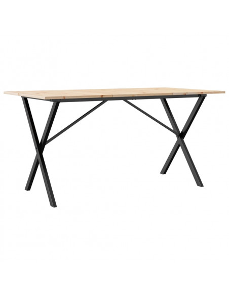 Tavolo da Pranzo Telaio a X 140x80x75 cm Massello Pino e Ghisa