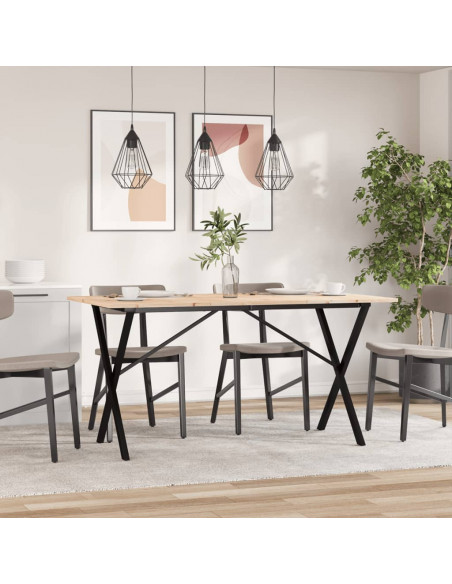 Tavolo da Pranzo Telaio a X 140x80x75 cm Massello Pino e Ghisa