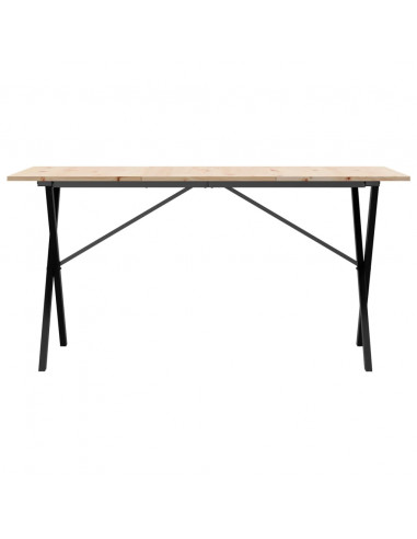 Tavolo da Pranzo Telaio a X 140x80x75 cm Massello Pino e Ghisa