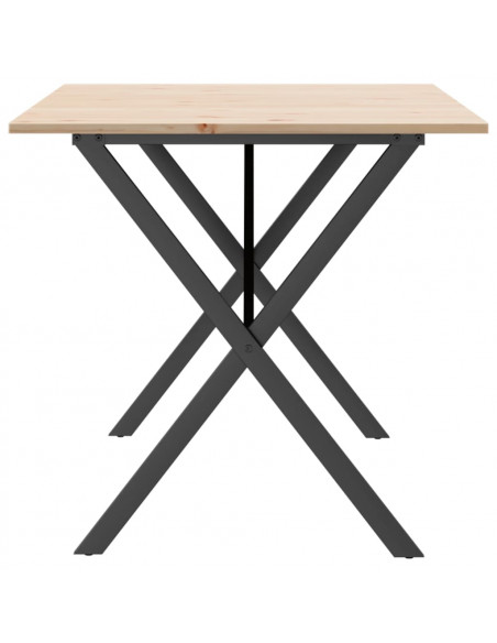Tavolo da Pranzo Telaio a X 140x80x75 cm Massello Pino e Ghisa