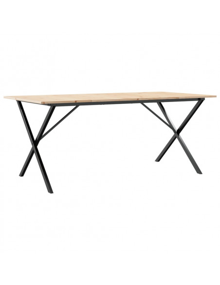 Tavolo da Pranzo Telaio a X 180x90x75 cm Massello Pino e Ghisa