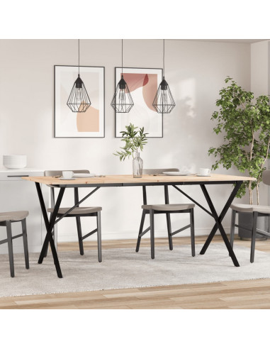 Tavolo da Pranzo Telaio a X 180x90x75 cm Massello Pino e Ghisa