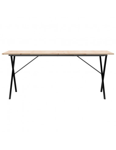 Tavolo da Pranzo Telaio a X 180x90x75 cm Massello Pino e Ghisa