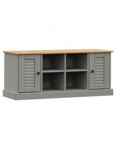 Panca Porta Scarpe Grigia VIGO 106x35x45 cm Legno Massello Pino