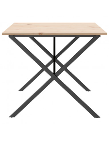 Tavolo da Pranzo Telaio a X 180x90x75 cm Massello Pino e Ghisa