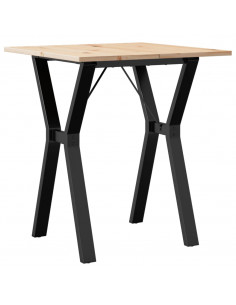 Tavolo da Pranzo Telaio a Y 60x60x75 cm Massello Pino e Ghisa 2