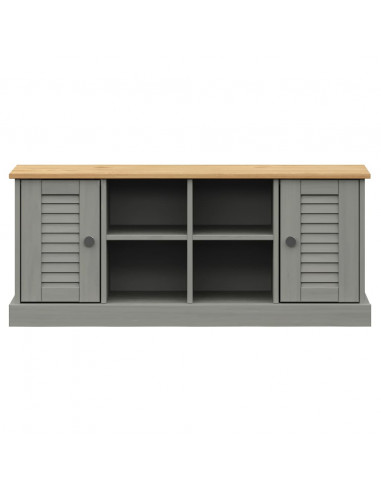 Panca Porta Scarpe Grigia VIGO 106x35x45 cm Legno Massello Pino