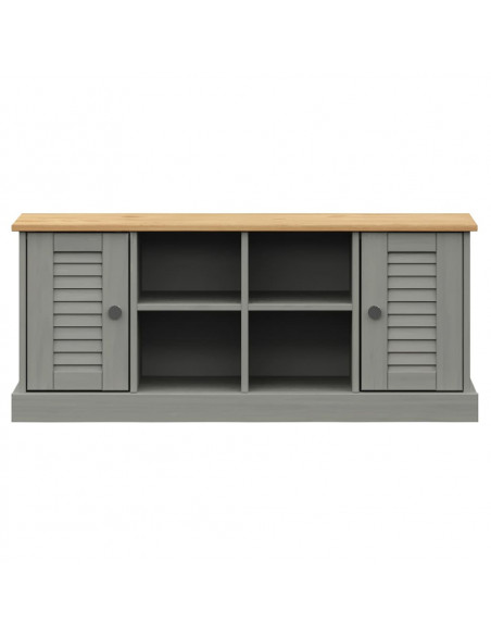 Panca Porta Scarpe Grigia VIGO 106x35x45 cm Legno Massello Pino