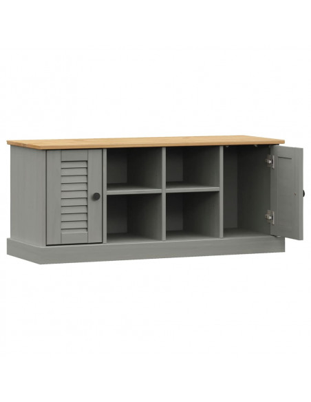 Panca Porta Scarpe Grigia VIGO 106x35x45 cm Legno Massello Pino