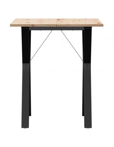 Tavolo da Pranzo Telaio a Y 60x60x75 cm Massello Pino e Ghisa