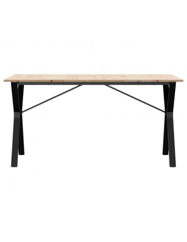 Tavolo da Pranzo Telaio a Y 160x80x75 cm Massello Pino e Ghisa