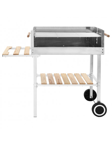 Griglia per Barbecue a Carrello XXL Acciaio Inox con 2 Ripiani