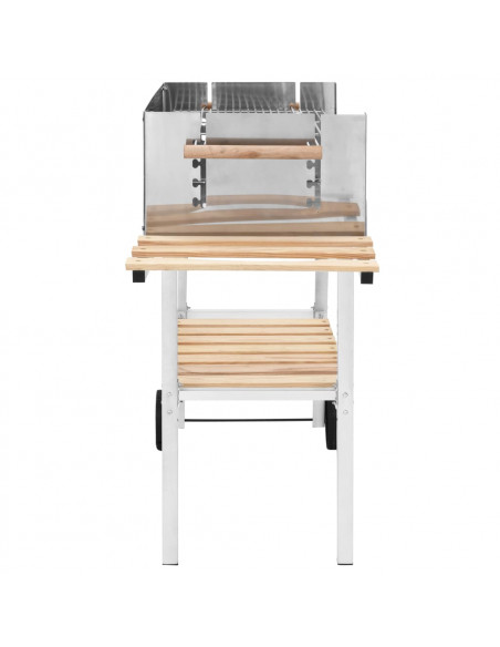Griglia per Barbecue a Carrello XXL Acciaio Inox con 2 Ripiani