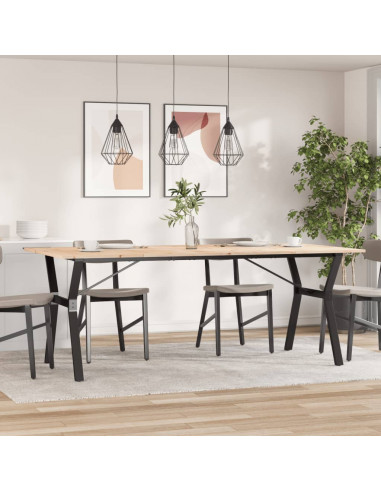 Tavolo da Pranzo Telaio a Y 200x100x75 cm Legno Pino e Acciaio