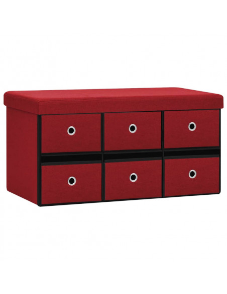Cassapanca Pieghevole Rosso Vino 76x38x38 cm in Simil Lino