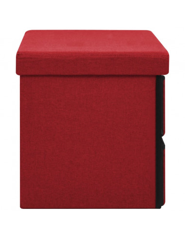 Cassapanca Pieghevole Rosso Vino 76x38x38 cm in Simil Lino