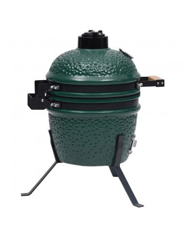 Barbecue Affumicatore 2 in 1 Kamado in Ceramica 56 cm Verde