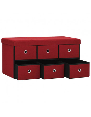 Cassapanca Pieghevole Rosso Vino 76x38x38 cm in Simil Lino