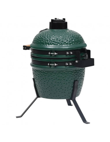 Barbecue Affumicatore 2 in 1 Kamado in Ceramica 56 cm Verde