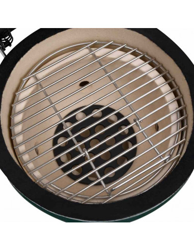 Barbecue Affumicatore 2 in 1 Kamado in Ceramica 56 cm Verde