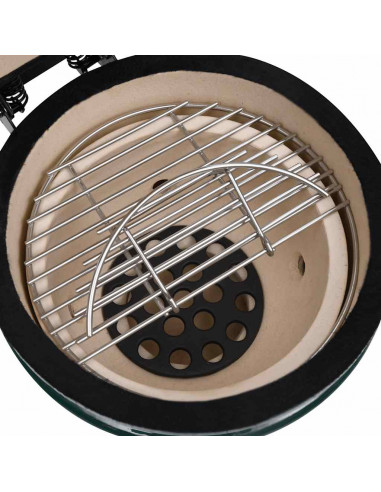 Barbecue Affumicatore 2 in 1 Kamado in Ceramica 56 cm Verde