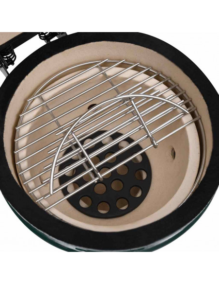 Barbecue Affumicatore 2 in 1 Kamado in Ceramica 56 cm Verde