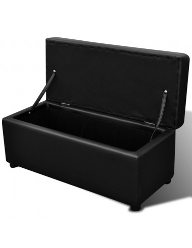 Set Cassapanche e Poggiapiedi in Pelle Artificiale Nero