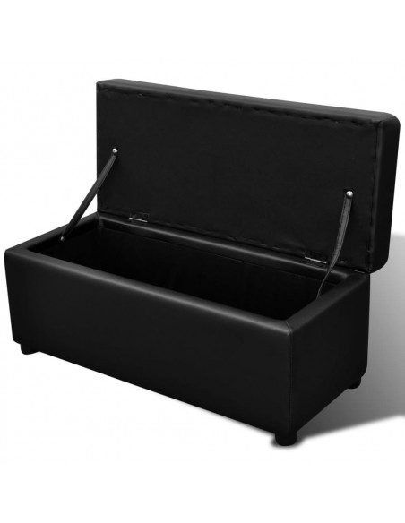 Set Cassapanche e Poggiapiedi in Pelle Artificiale Nero