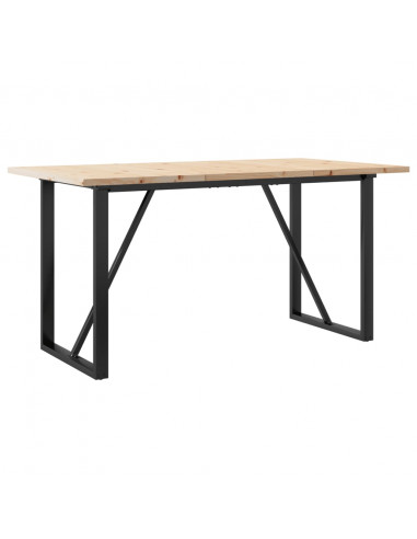 Tavolo da Pranzo Telaio a O 140x80x75,5cm Massello Pino e Ghisa