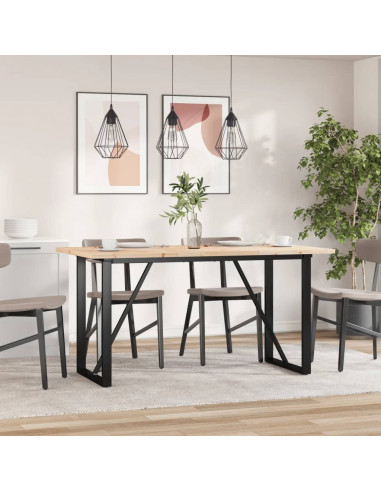 Tavolo da Pranzo Telaio a O 140x80x75,5cm Massello Pino e Ghisa