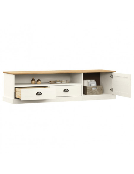 Mobile Porta TV VIGO Bianco 156x40x40 cm Legno Massello di Pino