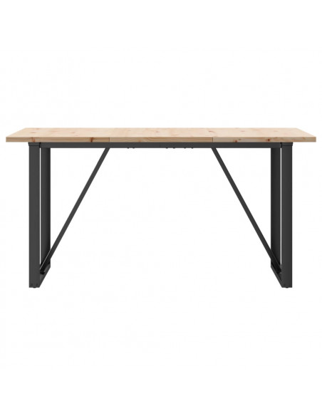 Tavolo da Pranzo Telaio a O 140x80x75,5cm Massello Pino e Ghisa