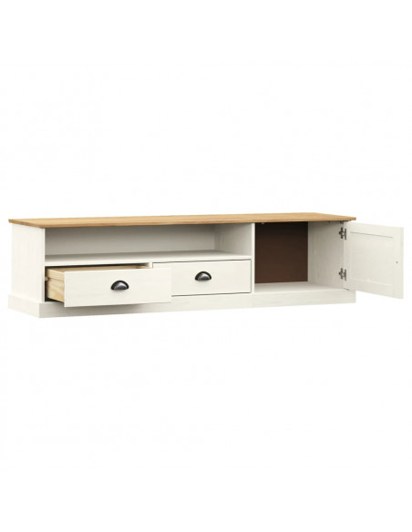 Mobile Porta TV VIGO Bianco 156x40x40 cm Legno Massello di Pino