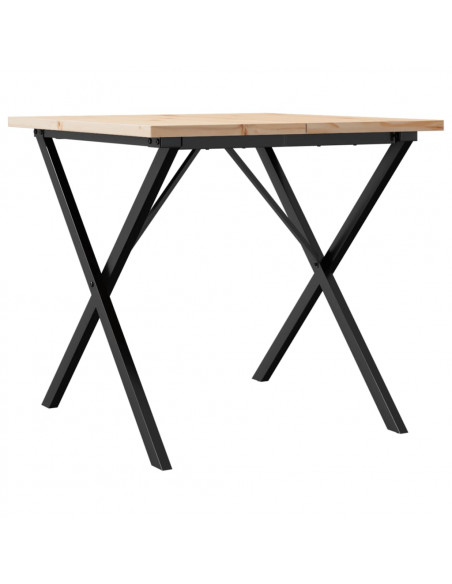 Tavolo da Pranzo Telaio a X 80x80x75,5 cm Massello Pino e Ghisa