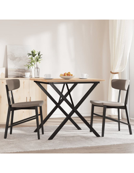 Tavolo da Pranzo Telaio a X 80x80x75,5 cm Massello Pino e Ghisa