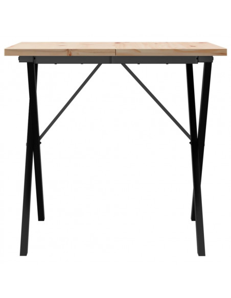 Tavolo da Pranzo Telaio a X 80x80x75,5 cm Massello Pino e Ghisa