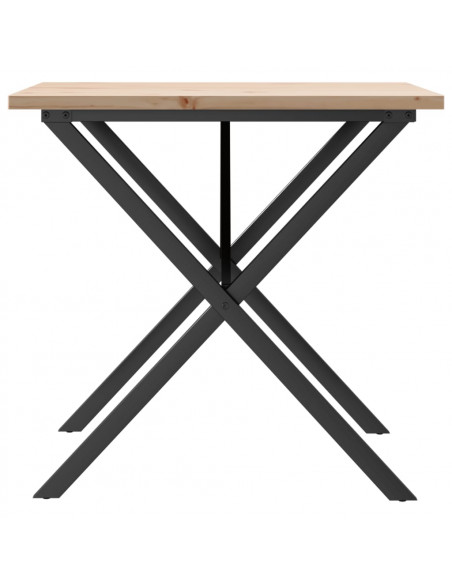 Tavolo da Pranzo Telaio a X 80x80x75,5 cm Massello Pino e Ghisa