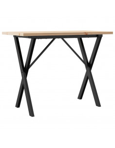Tavolo da Pranzo Telaio a X 100x50x75,5 cm Legno Pino e Acciaio 2