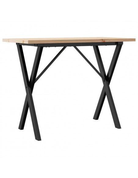 Tavolo da Pranzo Telaio a X 100x50x75,5 cm Legno Pino e Acciaio