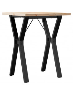 Tavolo da Pranzo Telaio a Y 60x60x75,5 cm Massello Pino e Ghisa 2