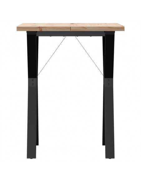 Tavolo da Pranzo Telaio a Y 60x60x75,5 cm Massello Pino e Ghisa