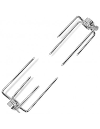 Barbecue forche per spiedo 2 pezzi in acciaio