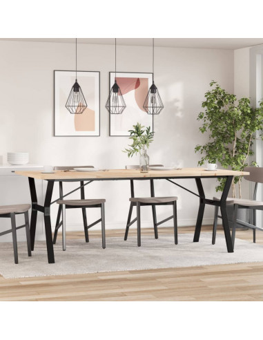 Tavolo Pranzo Telaio a Y 200x100x75,5 cm Massello Pino e Ghisa